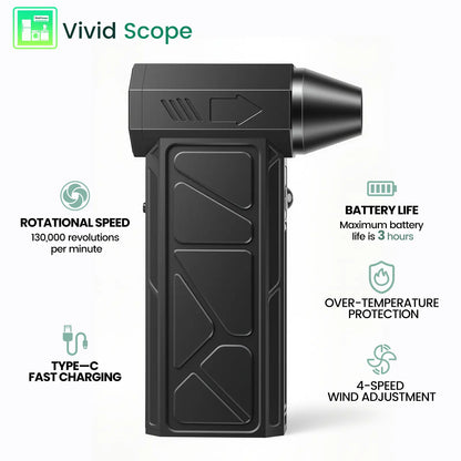 130,000 RPM. Fits your pocket. Cleans your workshop. Dust, crumbs, debris—gone.